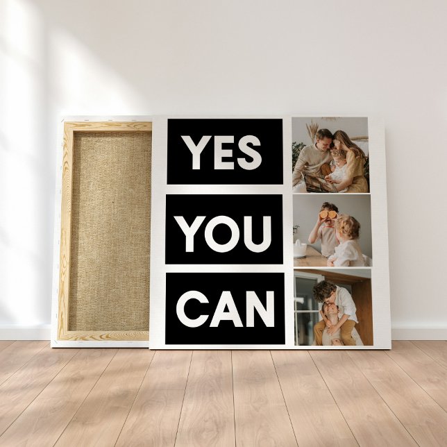 Modern Collage Family Photo & Motivation Quote Canvas Print (Creator Uploaded)