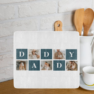 Modern Collage Fathers Photo & Green Daddy Gifts Cutting Board