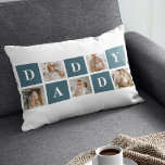 Modern Collage Fathers Photo & Green Daddy Gifts Lumbar Cushion<br><div class="desc">A modern collage fathers photo is a personalised gift that combines multiple photos of a father or father figure in a creative and stylish manner. It involves selecting several meaningful pictures and arranging them in a collage format, often with overlapping or grid-like designs. The photos can feature different moments or...</div>