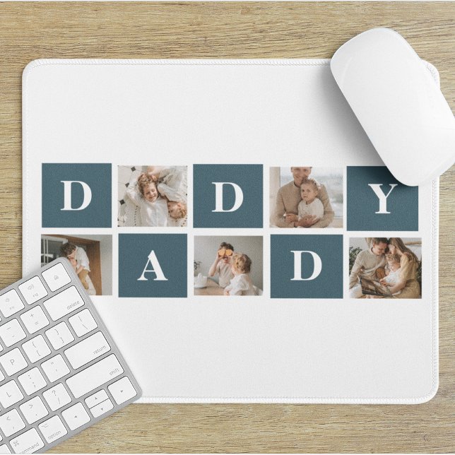 Modern Collage Fathers Photo & Green Daddy Gifts Mouse Pad (Creator Uploaded)