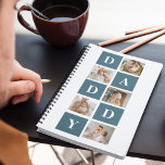 Modern Collage Fathers Photo & Green Daddy Gifts Notebook<br><div class="desc">A modern collage fathers photo is a personalised gift that combines multiple photos of a father or father figure in a creative and stylish manner. It involves selecting several meaningful pictures and arranging them in a collage format, often with overlapping or grid-like designs. The photos can feature different moments or...</div>