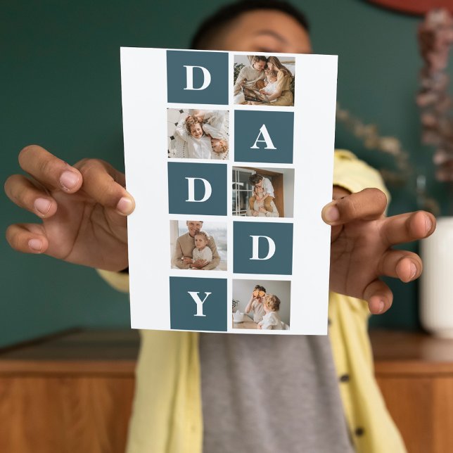 Modern Collage Fathers Photo & Green Daddy Gifts Thank You Card (Creator Uploaded)