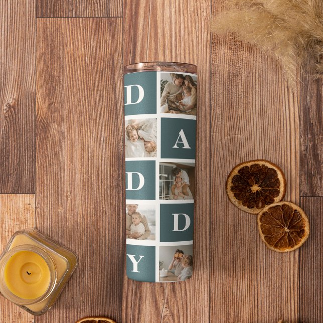 Modern Collage Fathers Photo & Green Daddy Gifts Thermal Tumbler (Creator Uploaded)