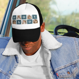 Modern Collage Fathers Photo & Green Daddy Gifts Trucker Hat