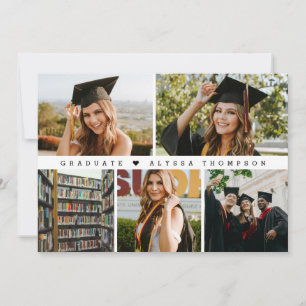 Modern Collage GRADUATE Graduation Photos Grid Thank You Card