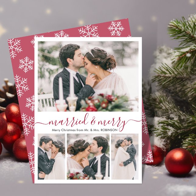 Modern Collage Married and Merry Christmas Card (Creator Uploaded)