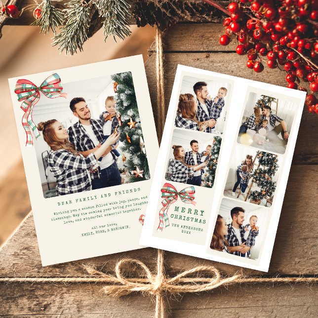 Modern Collage Merry Christmas Family Photo  Holiday Card (Creator Uploaded)