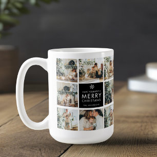 Modern Collage “Merry Christmas” Multi Photo Coffee Mug