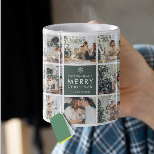 Modern Collage “Merry Christmas” Multi Photo Coffee Mug