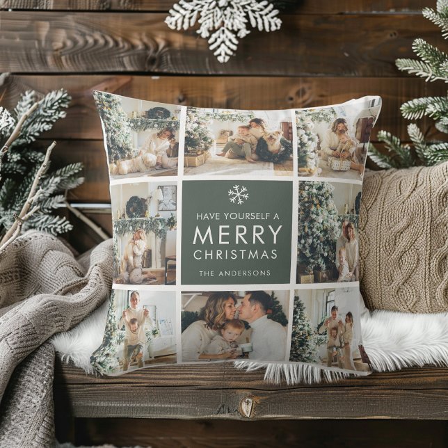 Modern Collage “Merry Christmas” Multi Photo  Cushion (Creator Uploaded)