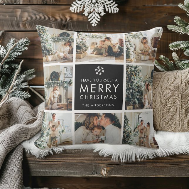 Modern Collage “Merry Christmas” Multi Photo Cushion (Creator Uploaded)