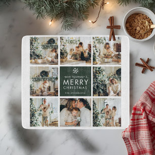 Modern Collage “Merry Christmas” Multi Photo Cutting Board