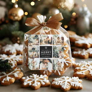 Modern Collage “Merry Christmas” Multi Photo Square Sticker