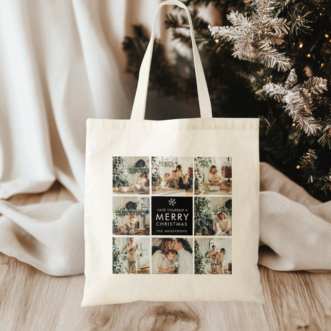 Modern Collage “Merry Christmas” Multi Photo  Tote Bag (Creator Uploaded)