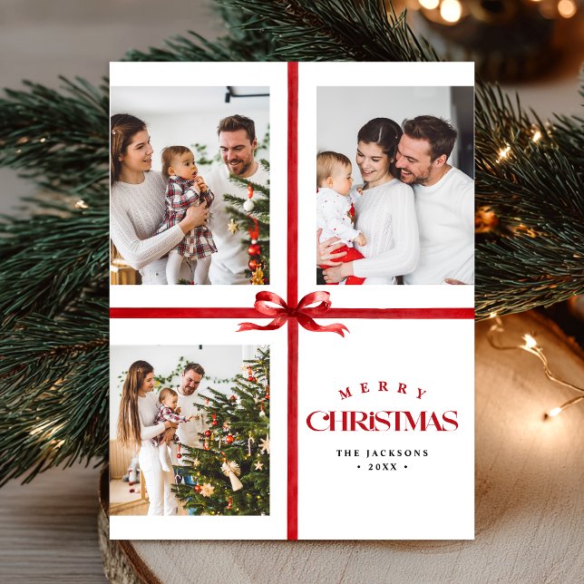 Modern Collage Merry Christmas Simple Holiday Postcard (Creator Uploaded)