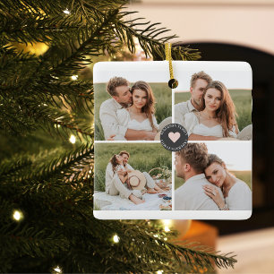 Modern Collage Personalised Family Photo Gift Ceramic Ornament
