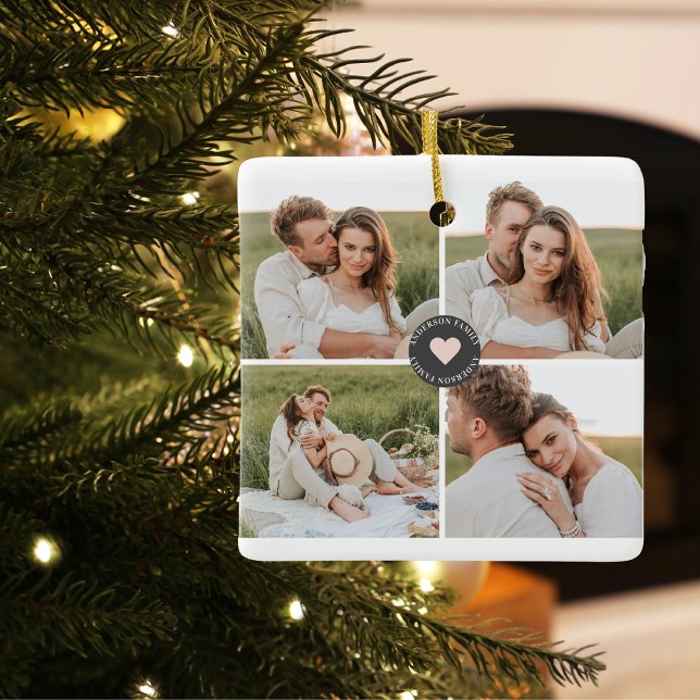 Modern Collage Personalised Family Photo Gift Ceramic Ornament (Creator Uploaded)