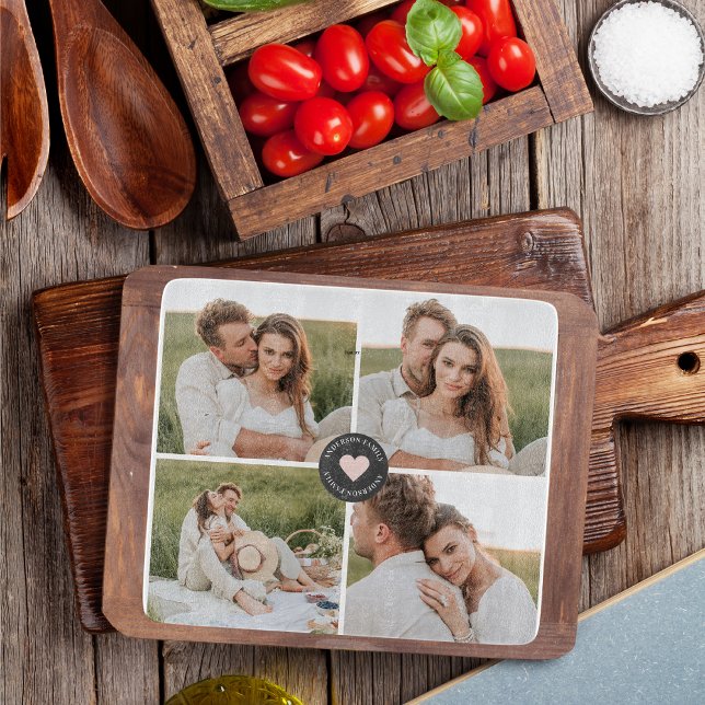 Modern Collage Personalised Family Photo Gift Cutting Board (Creator Uploaded)