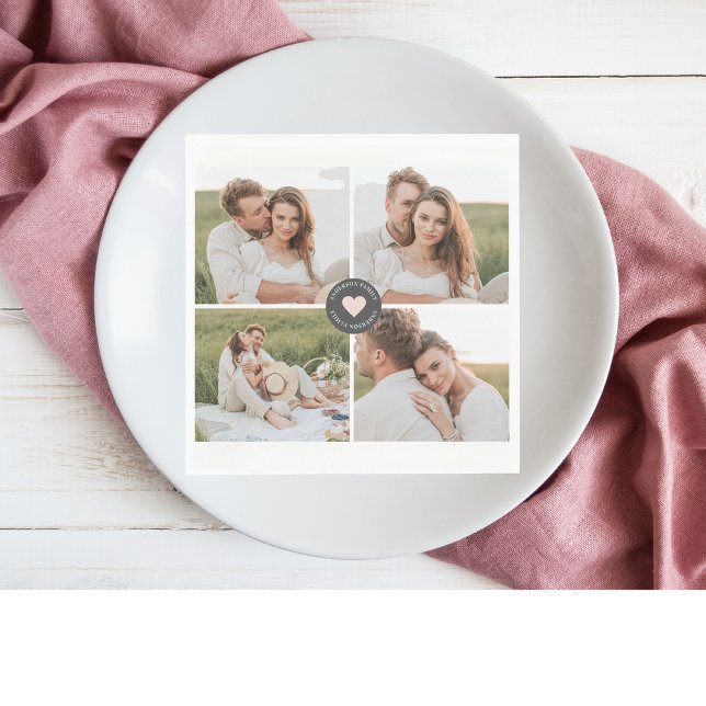 Modern Collage Personalised Family Photo Gift Napkin (Creator Uploaded)