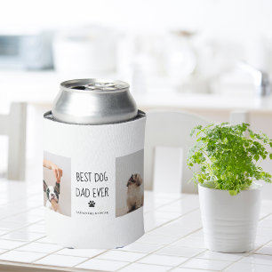 Modern Collage Photo Best Dad Dog Ever Can Cooler