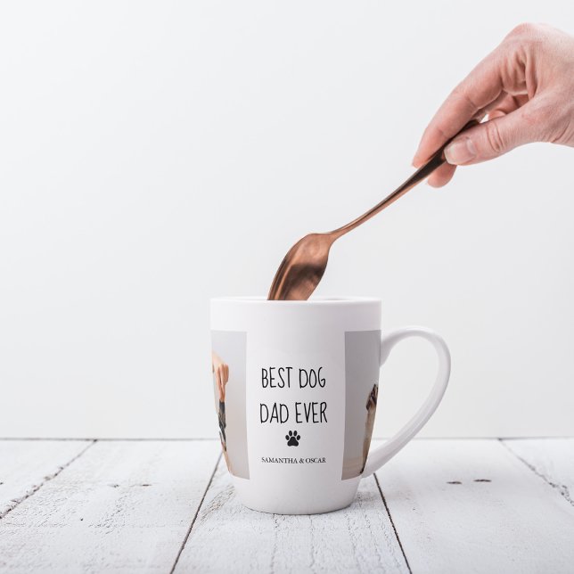 Modern Collage Photo Best Dad Dog Ever Latte Mug (Creator Uploaded)