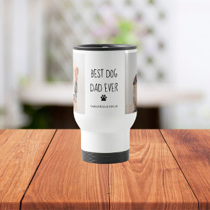 Modern Collage Photo Best Dad Dog Ever Travel Mug