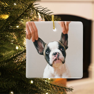 Modern Collage Photo Best Mom Dog Ever  Ceramic Ornament