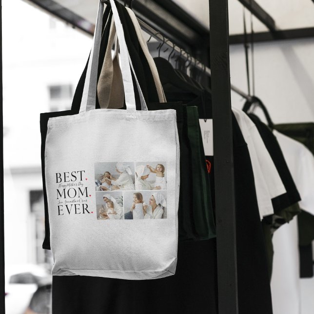 Modern Collage Photo Best Mom Happy Mothers Day Tote Bag (Creator Uploaded)