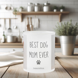 Modern Collage Photo Best Mum Dog Ever  Frosted Glass Coffee Mug