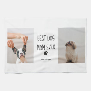 Modern Collage Photo Best Mum Dog Ever  Tea Towel