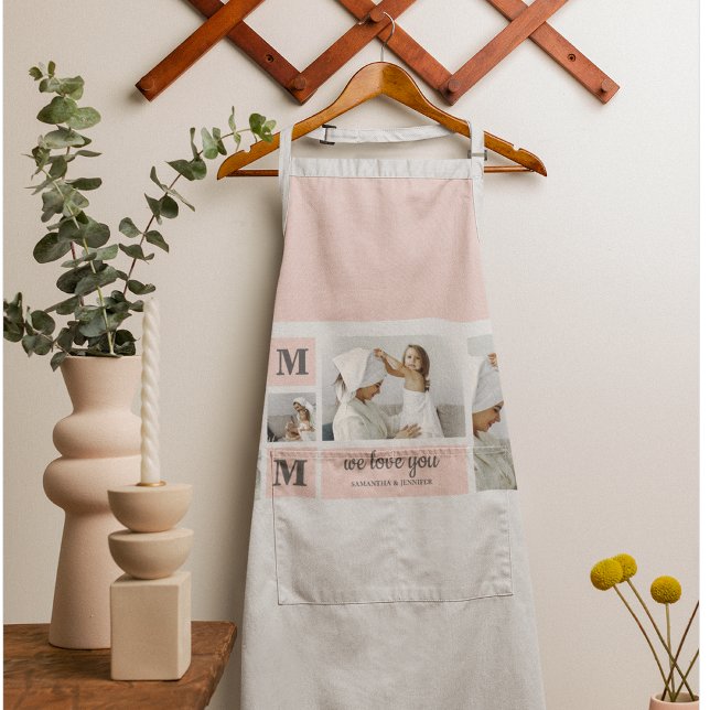 Modern Collage Photo Best Mum Ever Pink Gift Apron (Creator Uploaded)