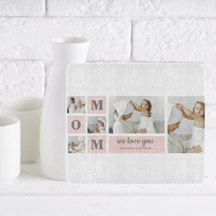 Modern Collage Photo Best Mum Ever Pink Gift Cutting Board