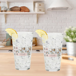 Modern Collage Photo Best Mum Ever Pink Gift Glass