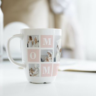 Modern Collage Photo Best Mum Ever Pink Gift Latte Mug