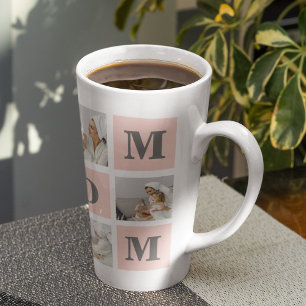 Modern Collage Photo Best Mum Ever Pink Gift Latte Mug