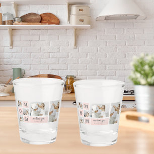 Modern Collage Photo Best Mum Ever Pink Gift Shot Glass