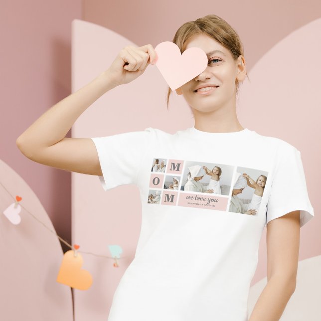 Modern Collage Photo Best Mum Ever Pink Gift T-Shirt (Creator Uploaded)