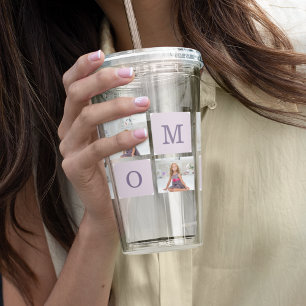 Modern Collage Photo Best Mum Ever Purple Gift Acrylic Tumbler