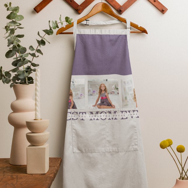 Modern Collage Photo Best Mum Ever Purple Gift  Apron (Creator Uploaded)