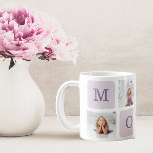 Modern Collage Photo Best Mum Ever Purple Gift Coffee Mug