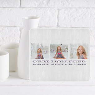 Modern Collage Photo Best Mum Ever Purple Gift  Cutting Board