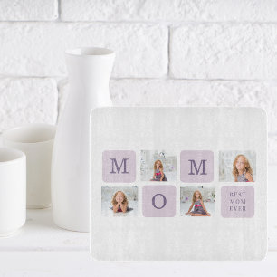 Modern Collage Photo Best Mum Ever Purple Gift Cutting Board