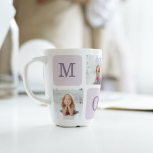 Modern Collage Photo Best Mum Ever Purple Gift Latte Mug
