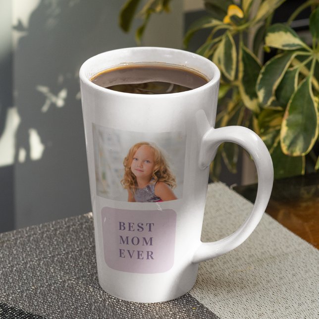 Modern Collage Photo Best Mum Ever Purple Gift Latte Mug (Creator Uploaded)