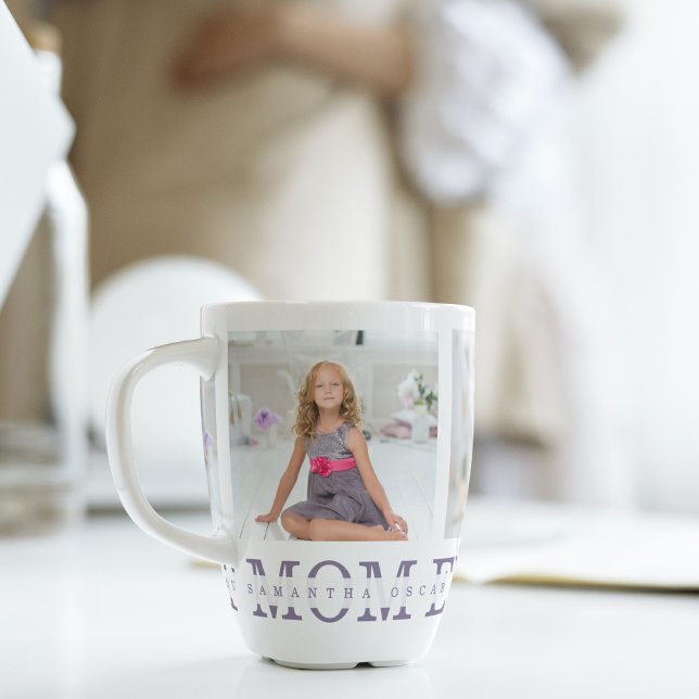 Modern Collage Photo Best Mum Ever Purple Gift  Latte Mug (Creator Uploaded)