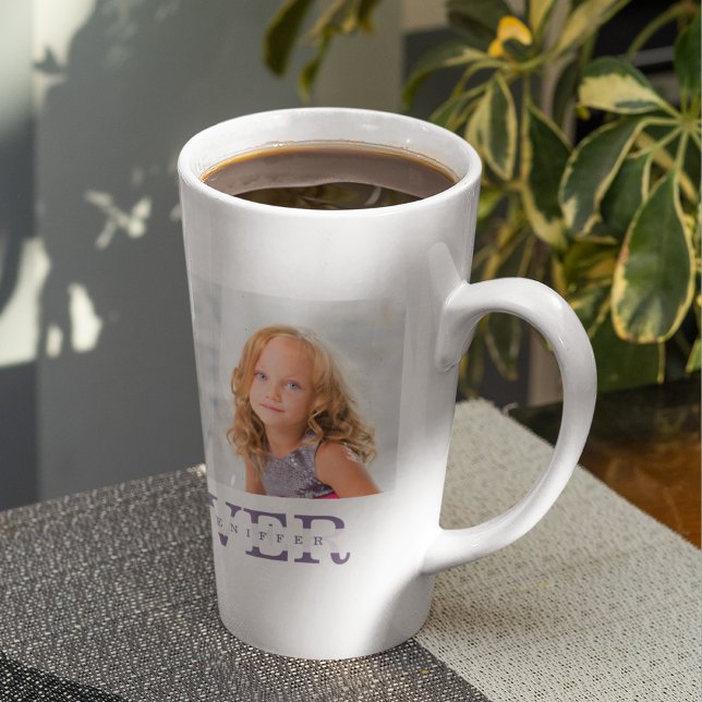 Modern Collage Photo Best Mum Ever Purple Gift  Latte Mug (Creator Uploaded)