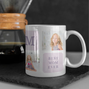 Modern Collage Photo Best Mum Ever Purple Gift Mug