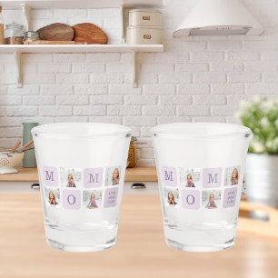 Modern Collage Photo Best Mum Ever Purple Gift Shot Glass