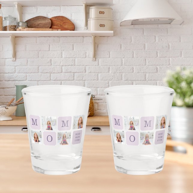 Modern Collage Photo Best Mum Ever Purple Gift Shot Glass (Creator Uploaded)