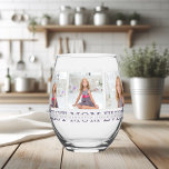 Modern Collage Photo Best Mum Ever Purple Gift  Stemless Wine Glass<br><div class="desc">This modern collage photo features the message "Best Mum Ever" written in elegant script, set against a beautiful purple background. The collage design includes multiple photo slots, allowing you to add your favourite memories with your mum, whether it's pictures of special moments you've shared together, family portraits, or candid snapshots....</div>